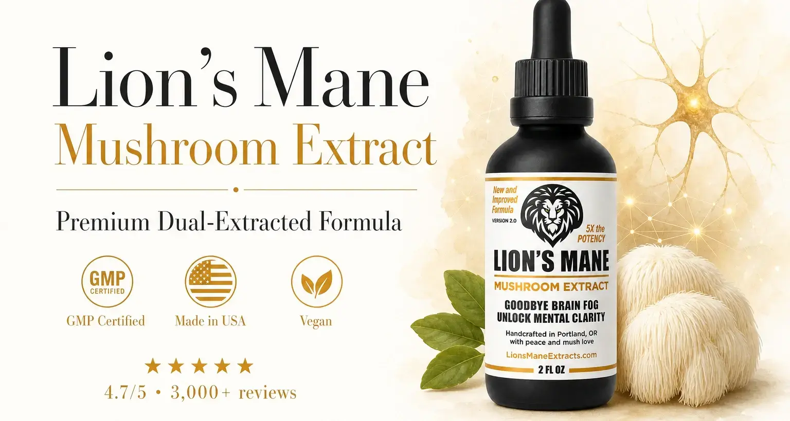 Lion's Mane Mushroom Extract — Premium Dual-Extracted Formula